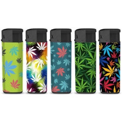 High Fire Refillable Piezo Lighters (1 display 50 lighters) Leafs Graphics